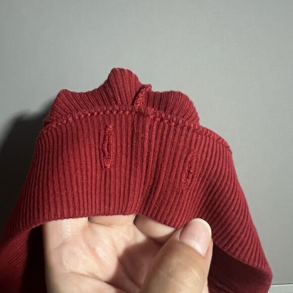 SKIMS Women Ribbed Wide Leg Elastic Waist Pants Red Medium Lounge Cozy - Picture 6 of 8